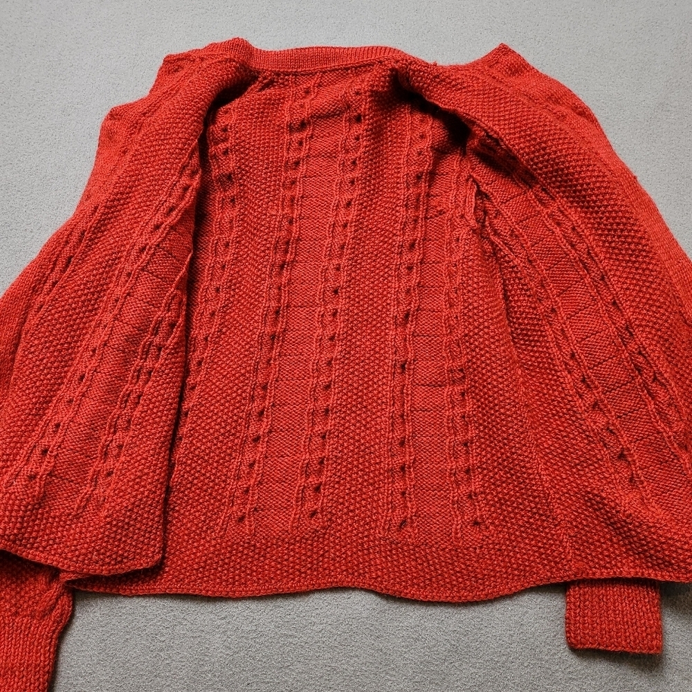 Hand Knit Cable Knit Wool Cardigan Sweater Cardigan Hand Knit Vtg - Picture 3 of 15